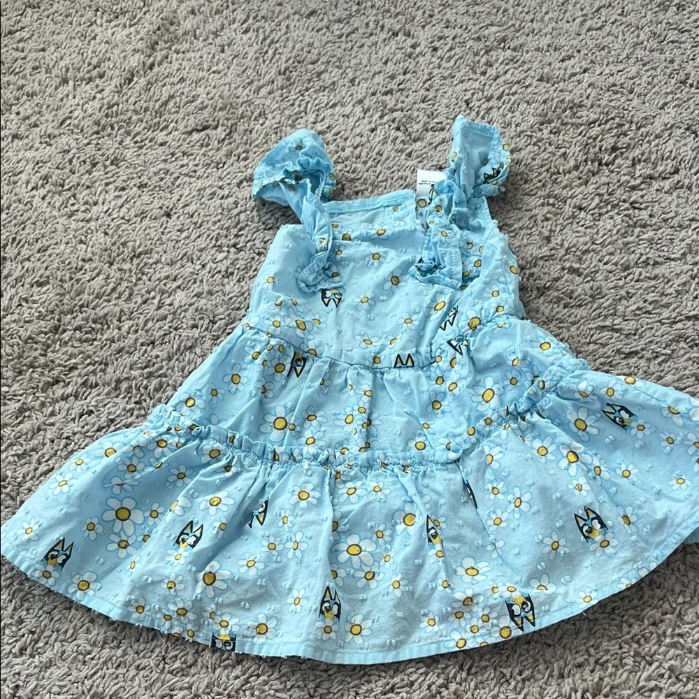 Bluey Blue Floral Tiered Baby Dress